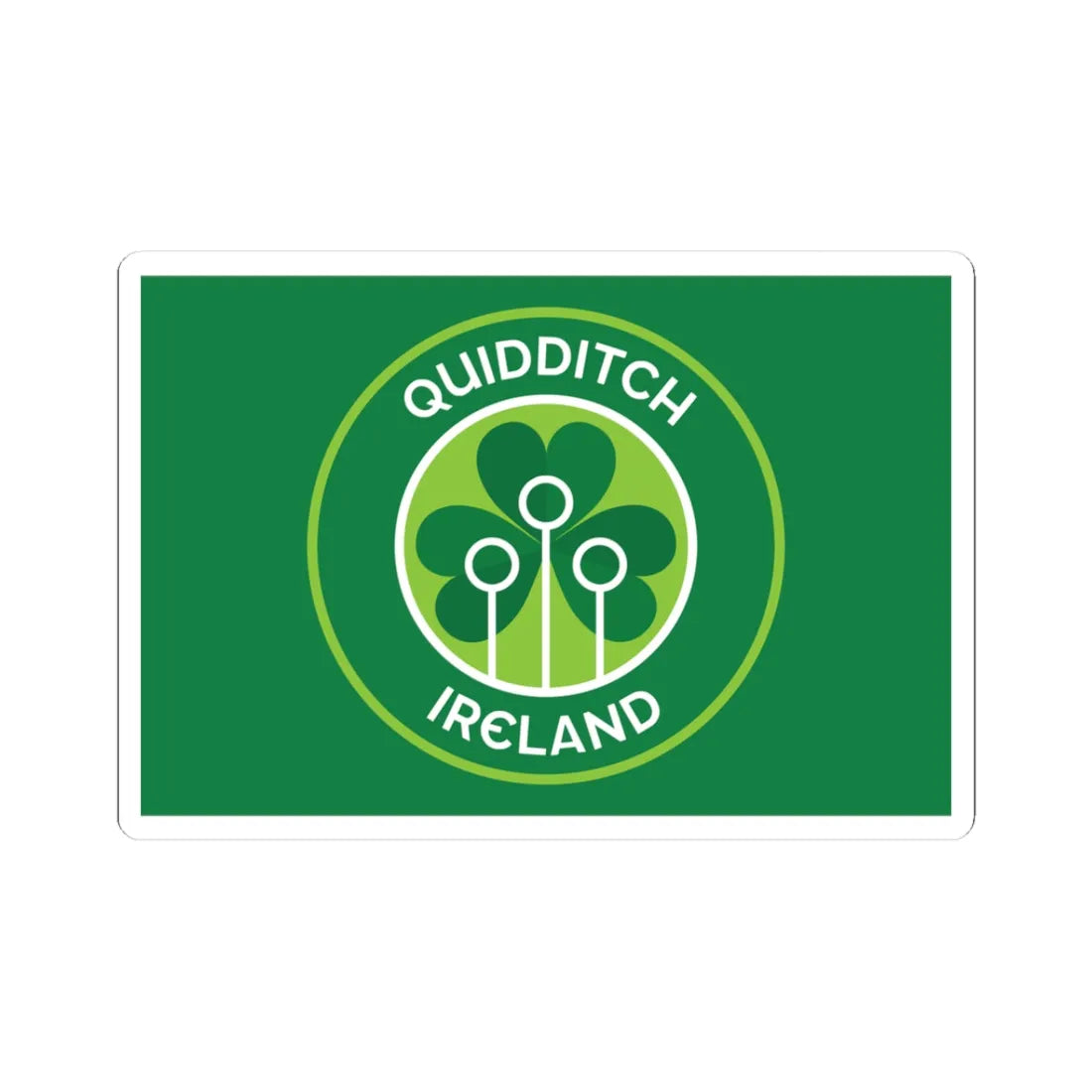 Flag of Quidditch Ireland (Ireland) STICKER Vinyl Kiss-Cut Decal 3 Inch White - The Sticker Space