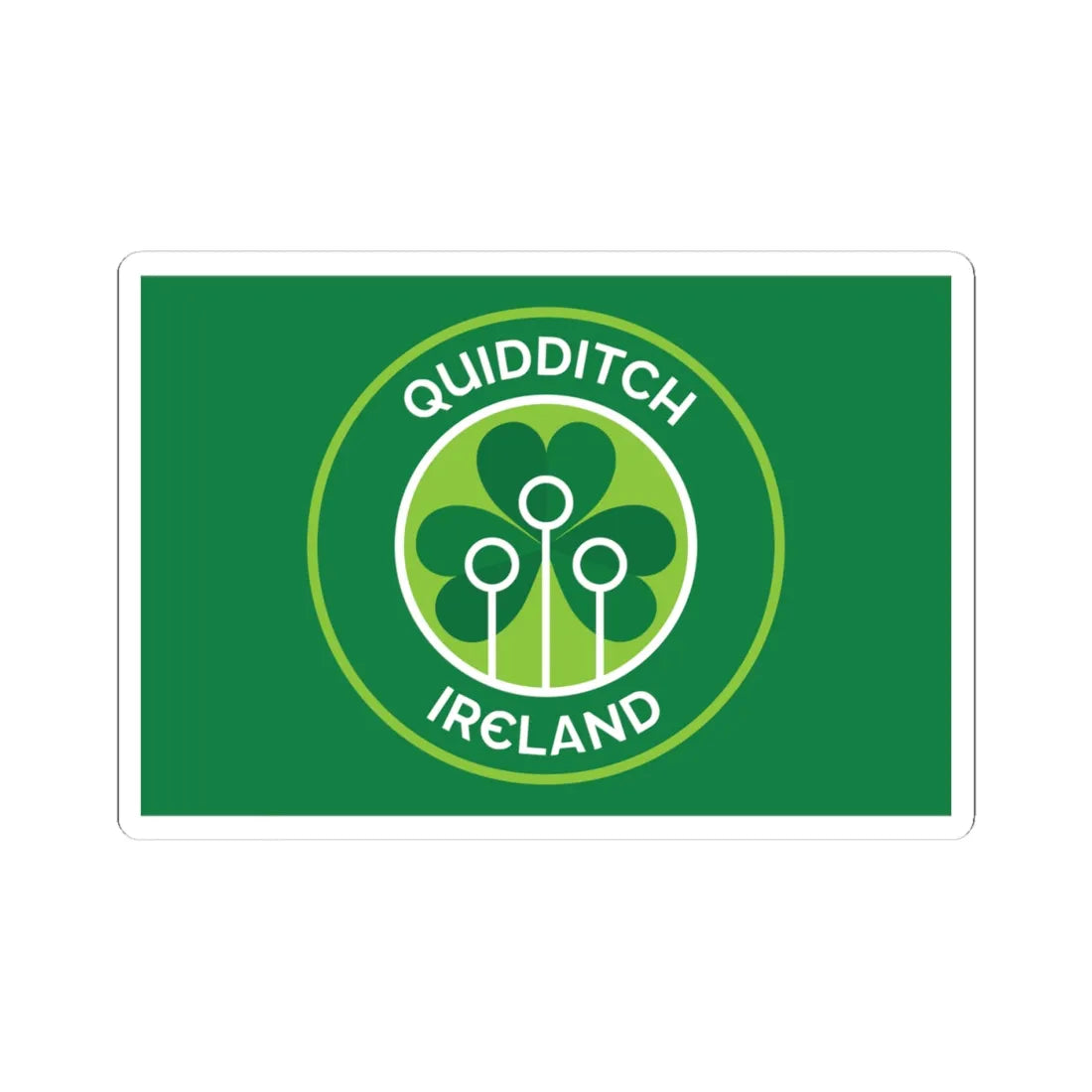 Flag of Quidditch Ireland (Ireland) STICKER Vinyl Kiss-Cut Decal 4 Inch White - The Sticker Space
