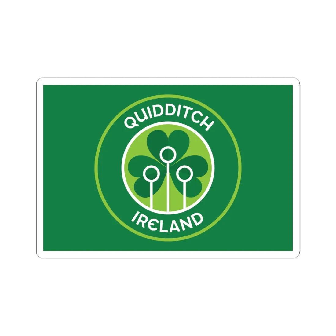 Flag of Quidditch Ireland (Ireland) STICKER Vinyl Kiss-Cut Decal 6 Inch White - The Sticker Space