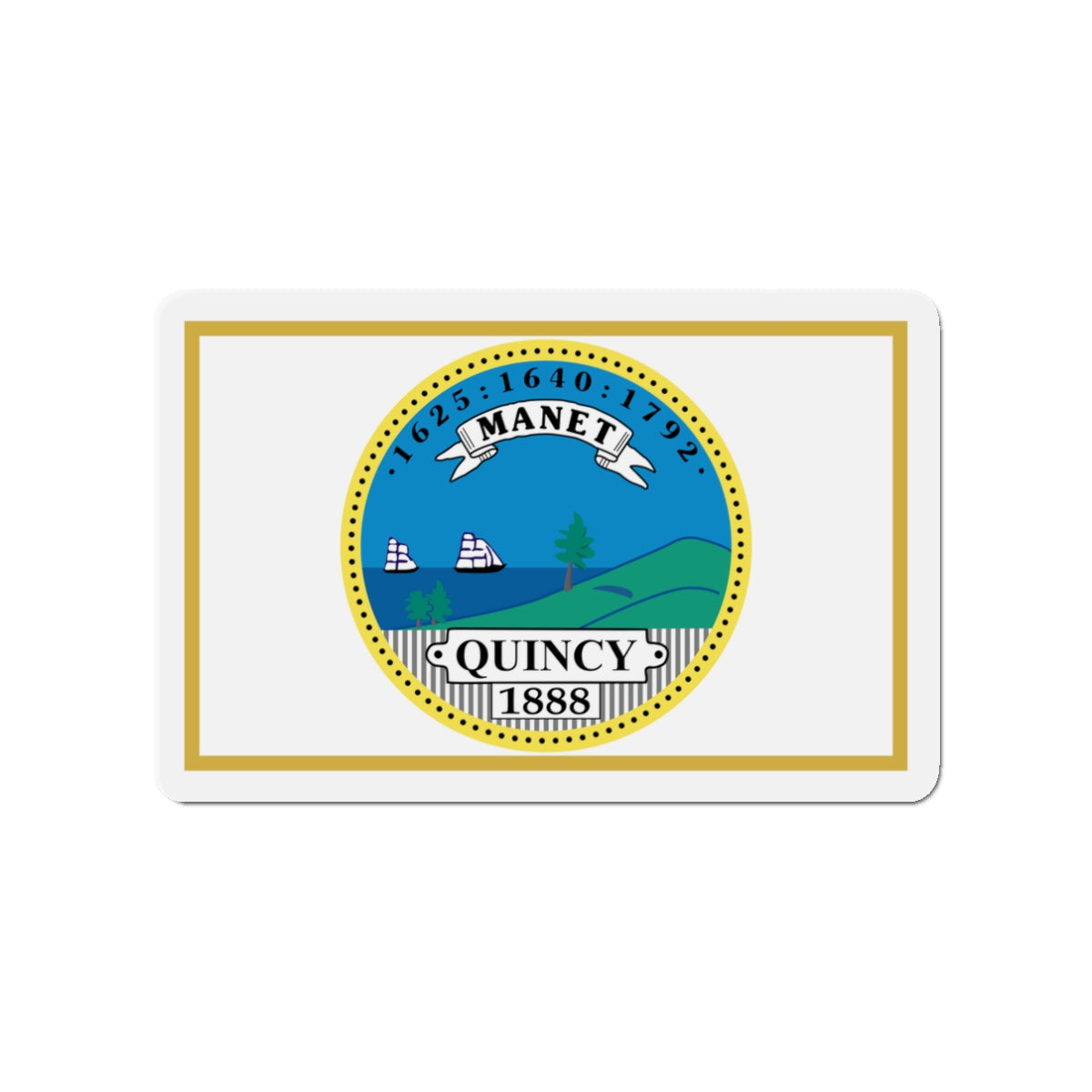 Flag of Quincy Massachusetts - Die-Cut Magnet-3" x 3"-The Sticker Space