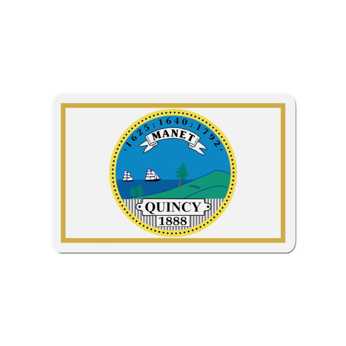 Flag of Quincy Massachusetts - Die-Cut Magnet-4" x 4"-The Sticker Space