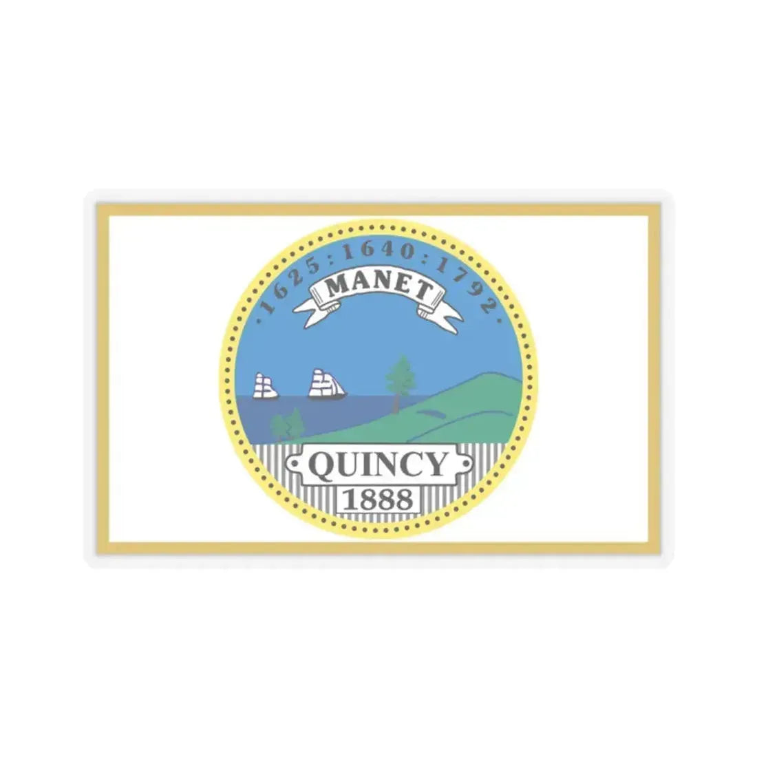 Flag of Quincy, Massachusetts - STICKER Vinyl Kiss-Cut Decal 2 Inch Transparent - The Sticker Space