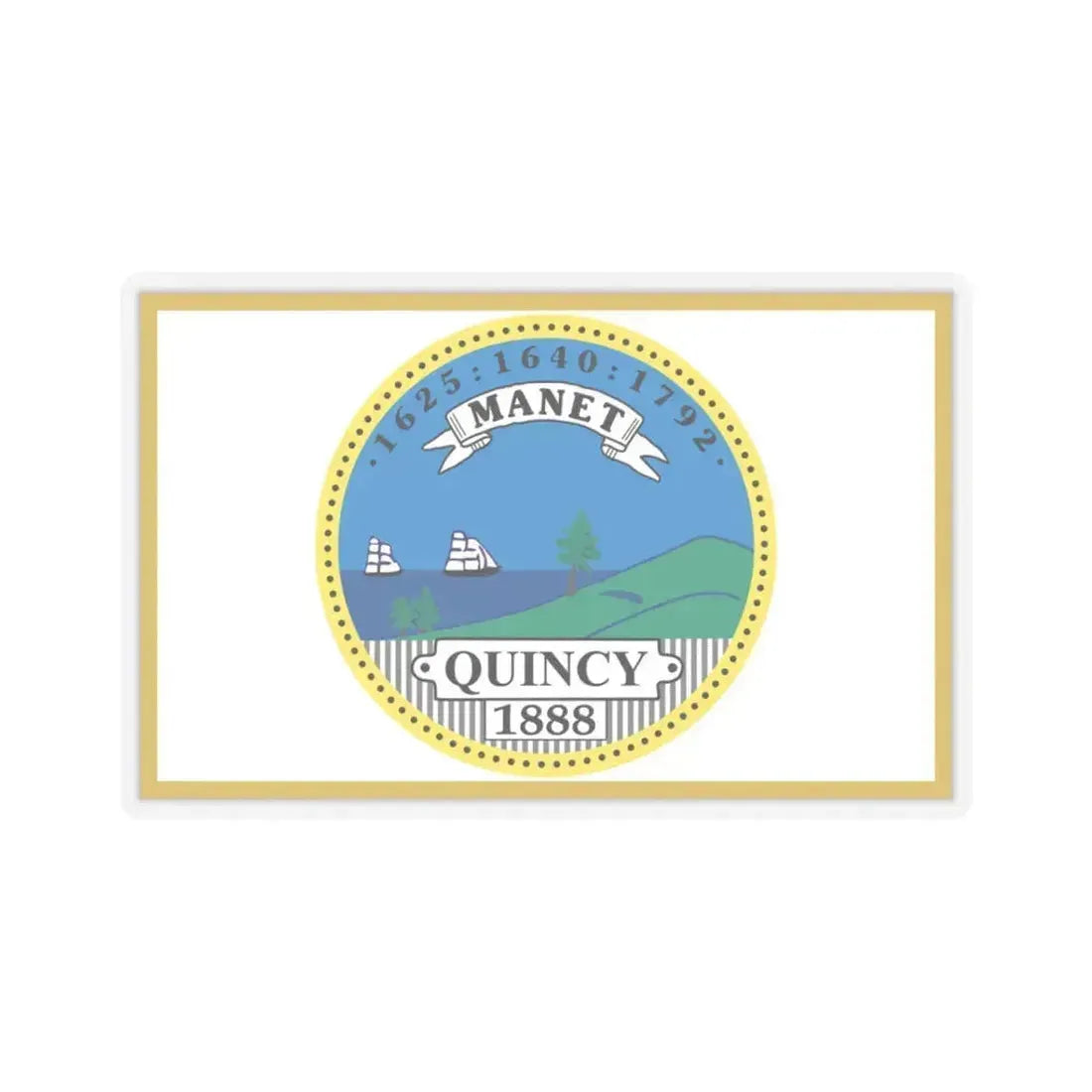 Flag of Quincy, Massachusetts - STICKER Vinyl Kiss-Cut Decal 3 Inch Transparent - The Sticker Space
