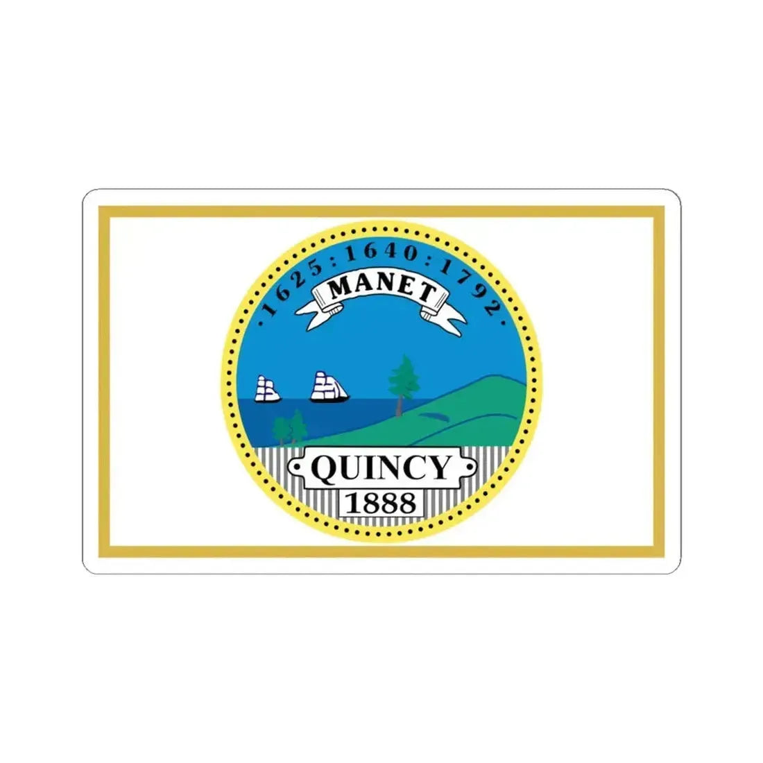 Flag of Quincy, Massachusetts - STICKER Vinyl Kiss-Cut Decal 4 Inch White - The Sticker Space