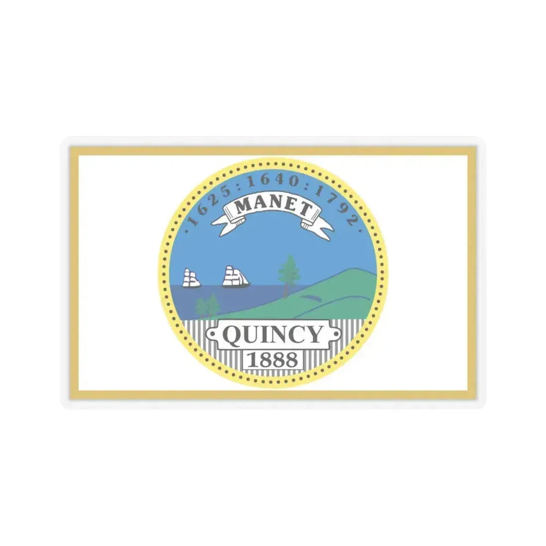 Flag of Quincy, Massachusetts - STICKER Vinyl Kiss-Cut Decal 6 Inch Transparent - The Sticker Space