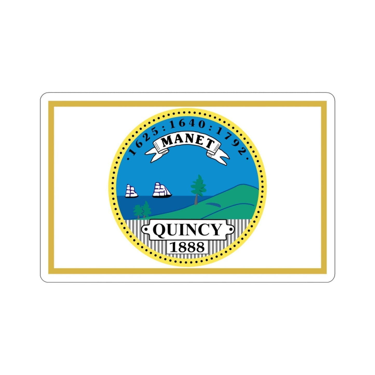 Flag of Quincy Massachusetts USA STICKER Vinyl Die-Cut Decal-3 Inch-The Sticker Space