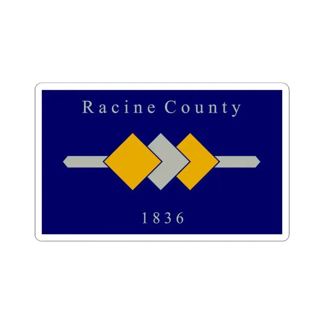 Flag of Racine County Wisconsin (United States) STICKER Vinyl Kiss-Cut Decal 4 Inch White - The Sticker Space