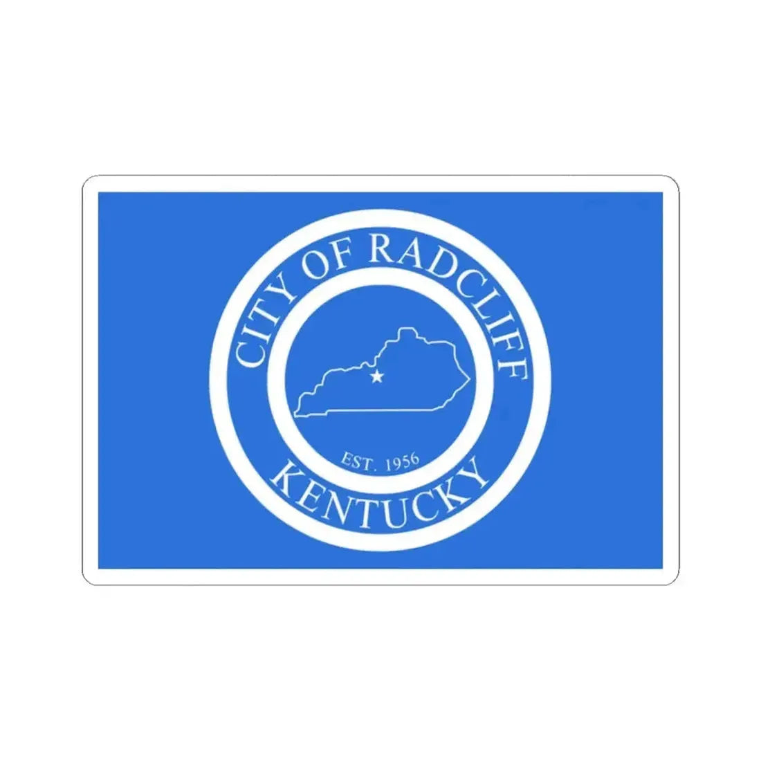 Flag of Radcliff Kentucky (United States) STICKER Vinyl Kiss-Cut Decal 2 Inch White - The Sticker Space
