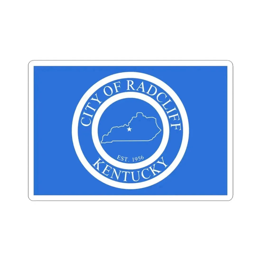 Flag of Radcliff Kentucky (United States) STICKER Vinyl Kiss-Cut Decal 3 Inch White - The Sticker Space