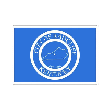 Flag of Radcliff Kentucky (United States) STICKER Vinyl Kiss-Cut Decal 4 Inch White - The Sticker Space