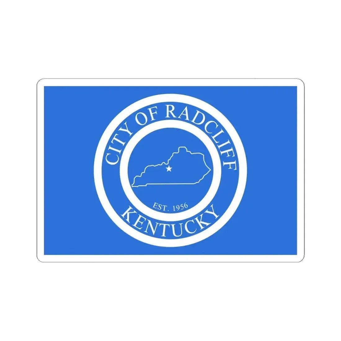 Flag of Radcliff Kentucky (United States) STICKER Vinyl Kiss-Cut Decal 6 Inch White - The Sticker Space