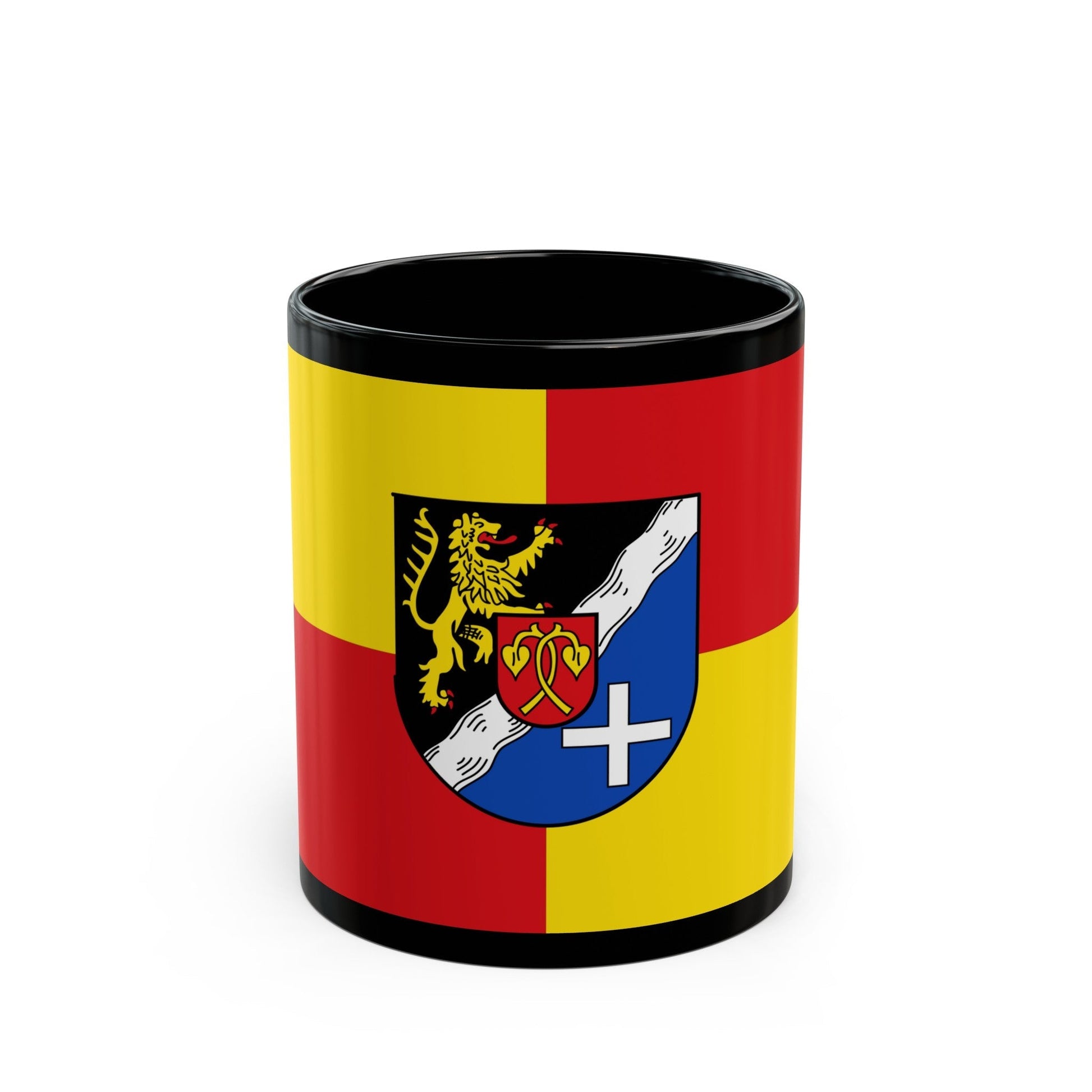 Flag of Rhein Pfalz Kreis Germany - Black Coffee Mug-11oz-The Sticker Space