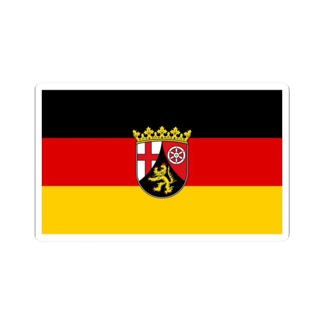 Flag of Rhineland-Palatinate with centered coat of arms (Germany) STICKER Vinyl Kiss-Cut Decal 2 Inch White - The Sticker Space