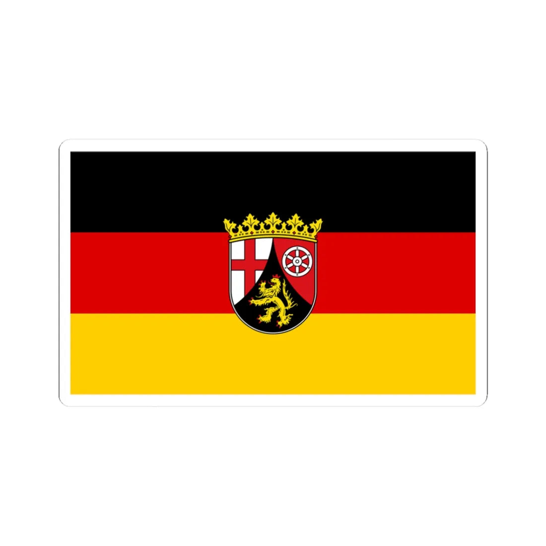 Flag of Rhineland-Palatinate with centered coat of arms (Germany) STICKER Vinyl Kiss-Cut Decal 3 Inch White - The Sticker Space