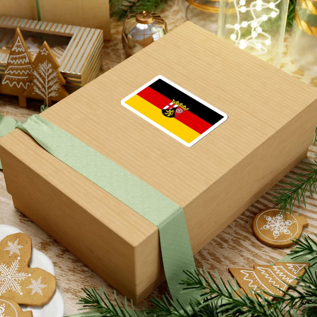 Flag of Rhineland-Palatinate with centered coat of arms (Germany) STICKER Vinyl Kiss-Cut Decal - The Sticker Space