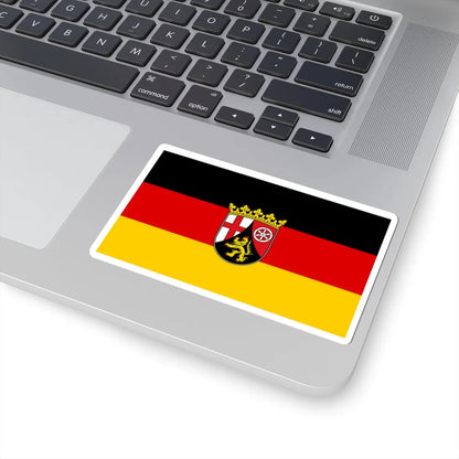 Flag of Rhineland-Palatinate with centered coat of arms (Germany) STICKER Vinyl Kiss-Cut Decal - The Sticker Space