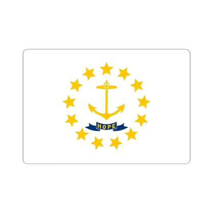 Flag of Rhode Island 3-2 (United States) STICKER Vinyl Kiss-Cut Decal 4 Inch White - The Sticker Space