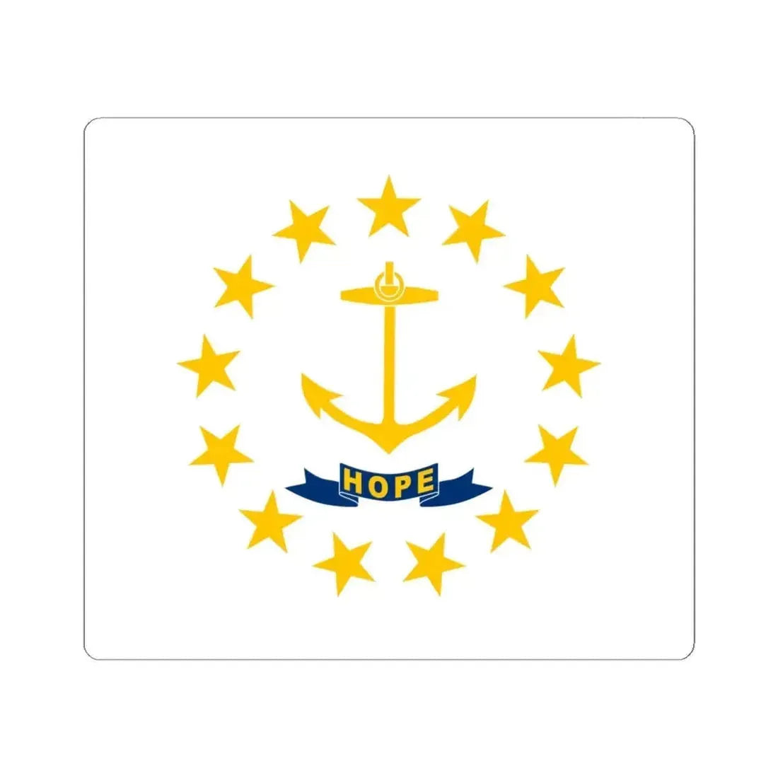 Flag of Rhode Island (United States) STICKER Vinyl Kiss-Cut Decal 4 Inch White - The Sticker Space