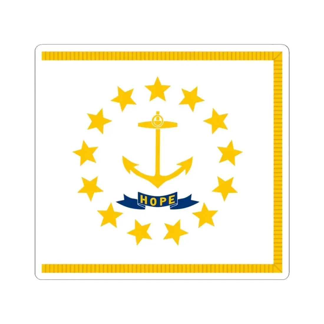 Flag of Rhode Island with fringe (United States) STICKER Vinyl Kiss-Cut Decal 3 Inch White - The Sticker Space