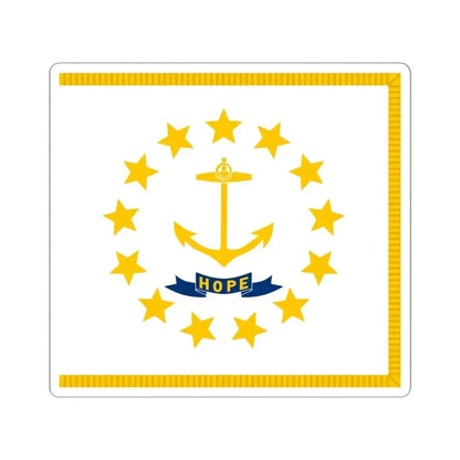Flag of Rhode Island with fringe (United States) STICKER Vinyl Kiss-Cut Decal 4 Inch White - The Sticker Space