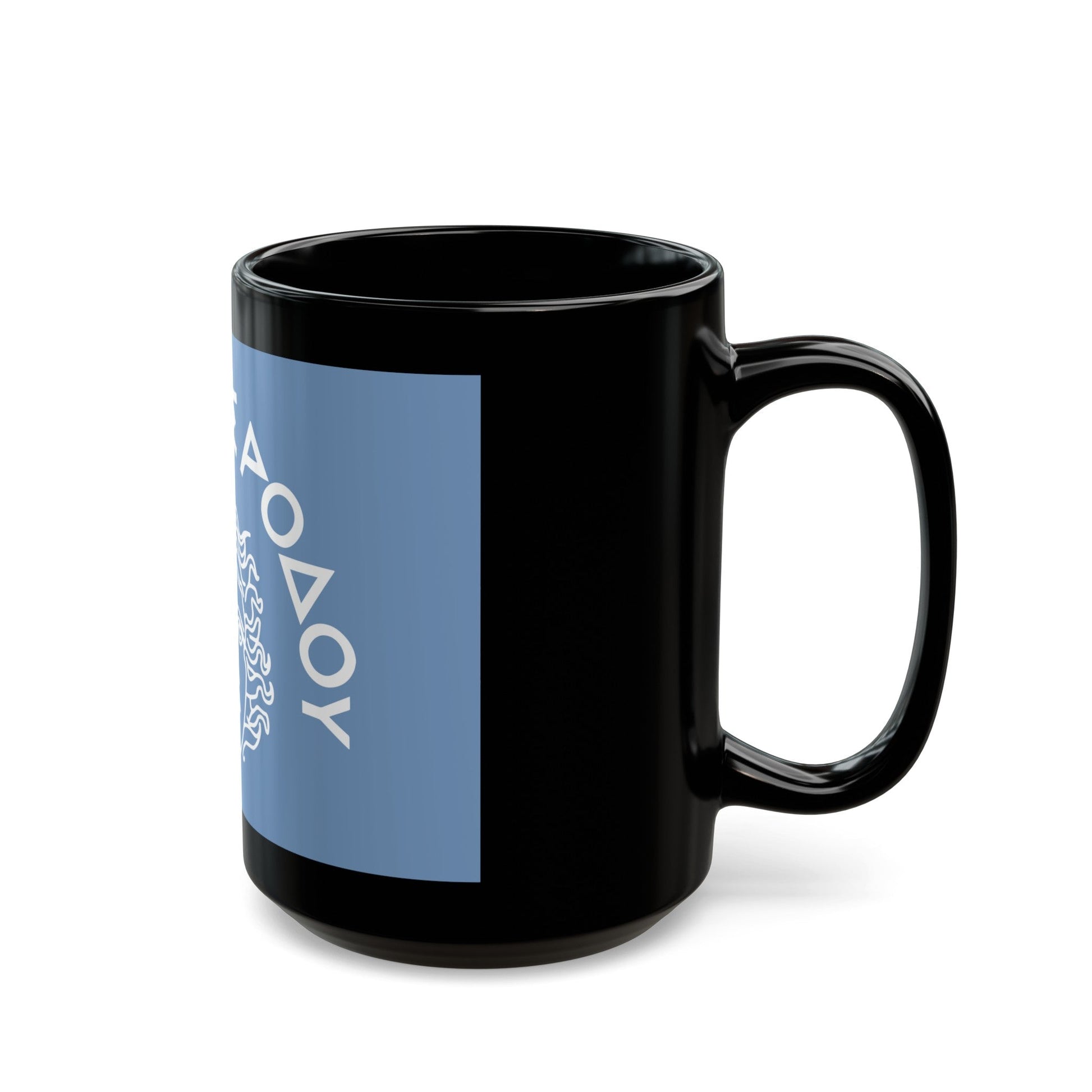 Flag of Rhodes Island Greece - Black Coffee Mug-The Sticker Space