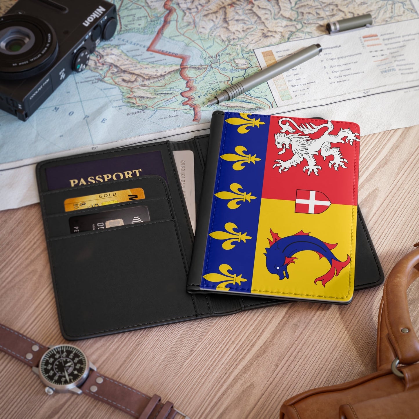 Flag of Rhône Alpes France - Passport Holder