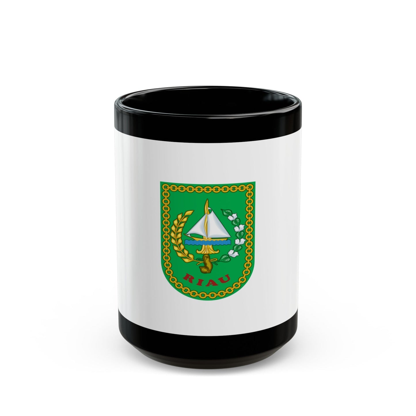 Flag of Riau Indonesia - Black Coffee Mug-15oz-The Sticker Space