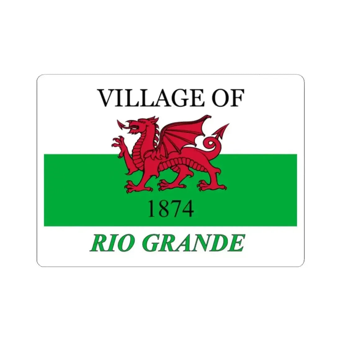 Flag of Rio Grande Ohio (United States) STICKER Vinyl Kiss-Cut Decal 2 Inch White - The Sticker Space