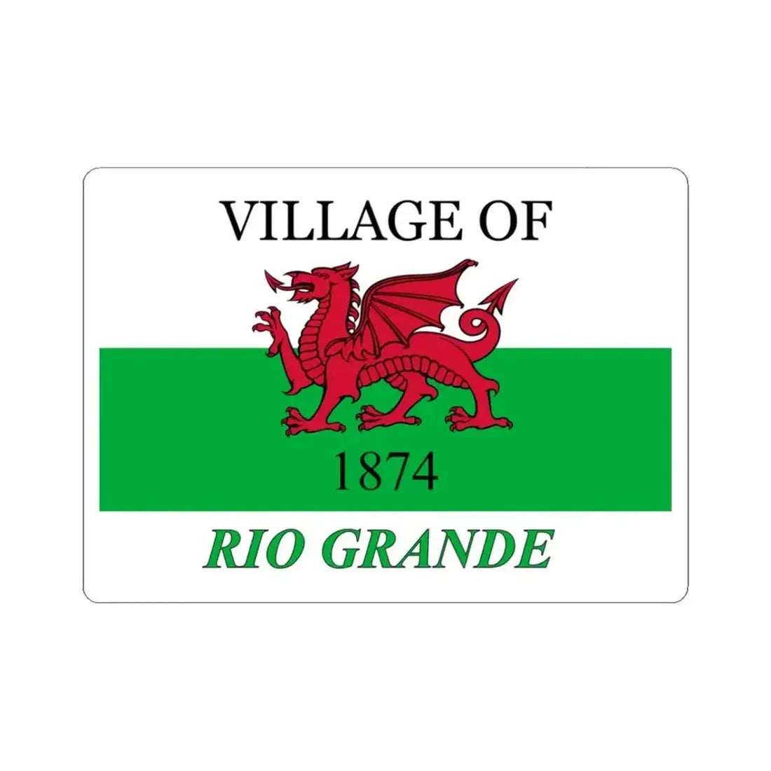 Flag of Rio Grande Ohio (United States) STICKER Vinyl Kiss-Cut Decal 3 Inch White - The Sticker Space