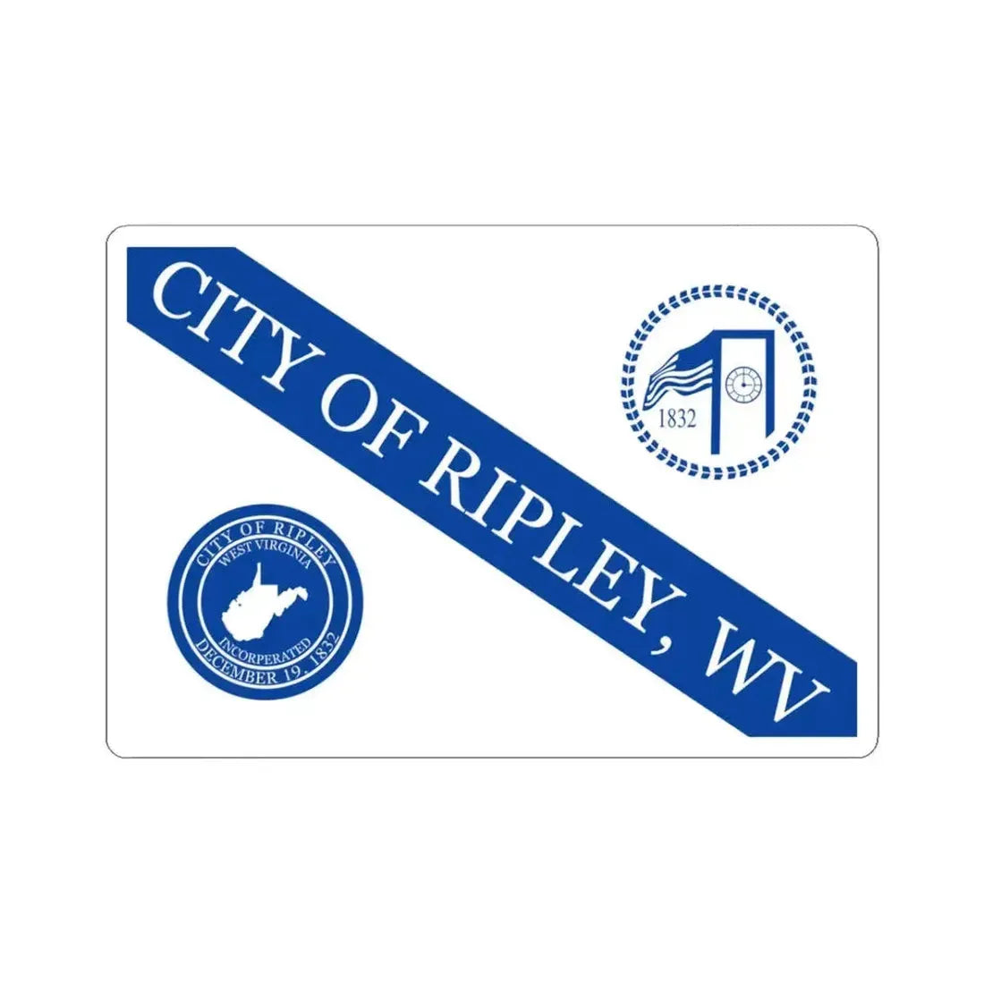 Flag of Ripley West Virginia Until 2013 (United States) STICKER Vinyl Kiss-Cut Decal 3 Inch White - The Sticker Space