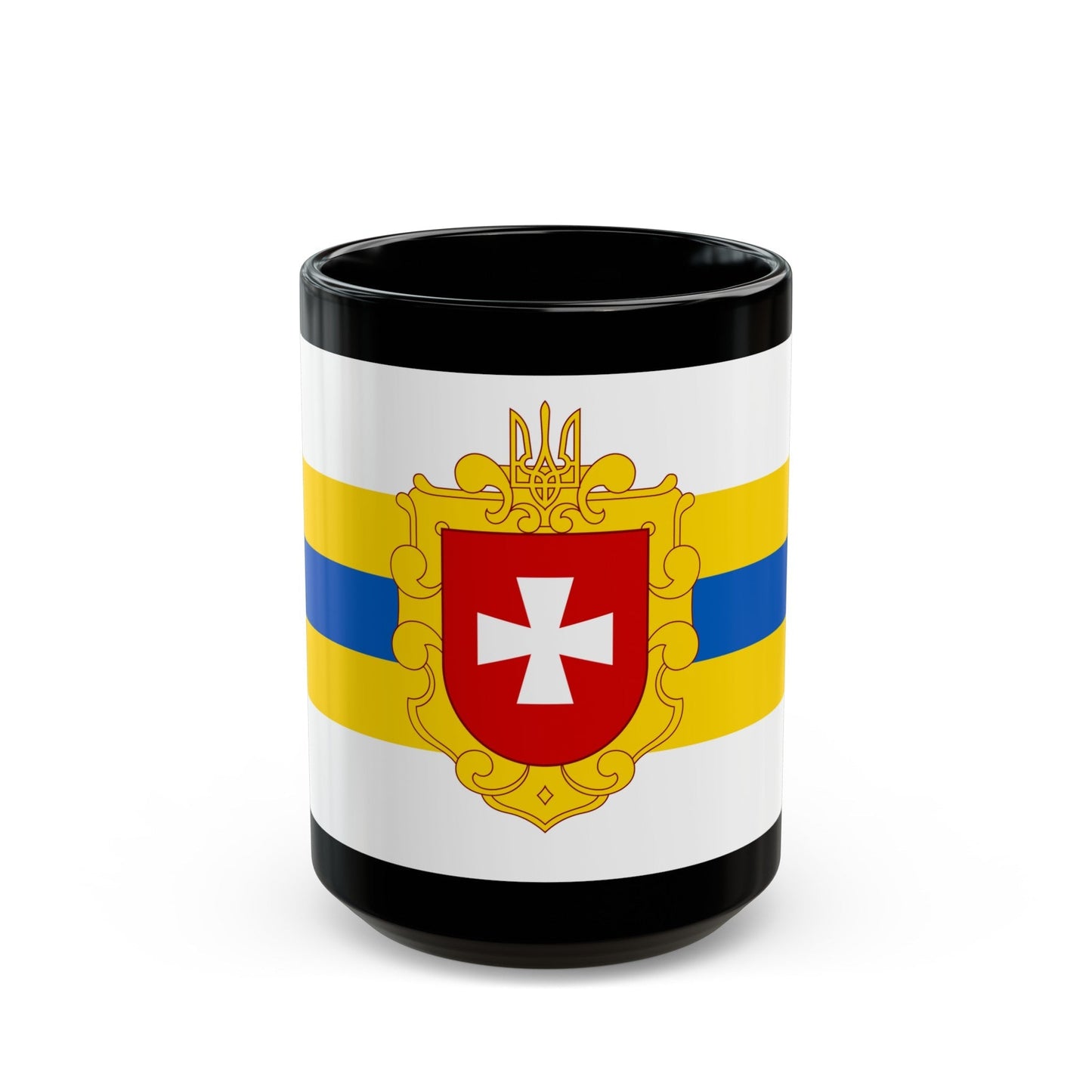 Flag of Rivne Oblast Ukraine - Black Coffee Mug-15oz-The Sticker Space