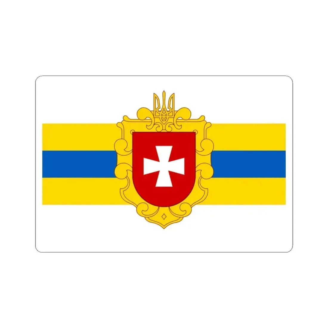 Flag of Rivne Oblast Ukraine - STICKER Vinyl Kiss-Cut Decal 3 Inch White - The Sticker Space