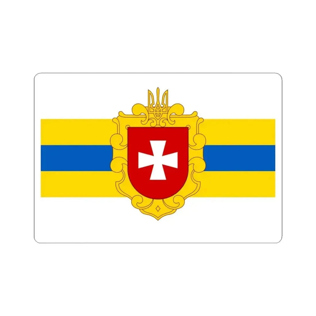 Flag of Rivne Oblast Ukraine - STICKER Vinyl Kiss-Cut Decal 4 Inch White - The Sticker Space