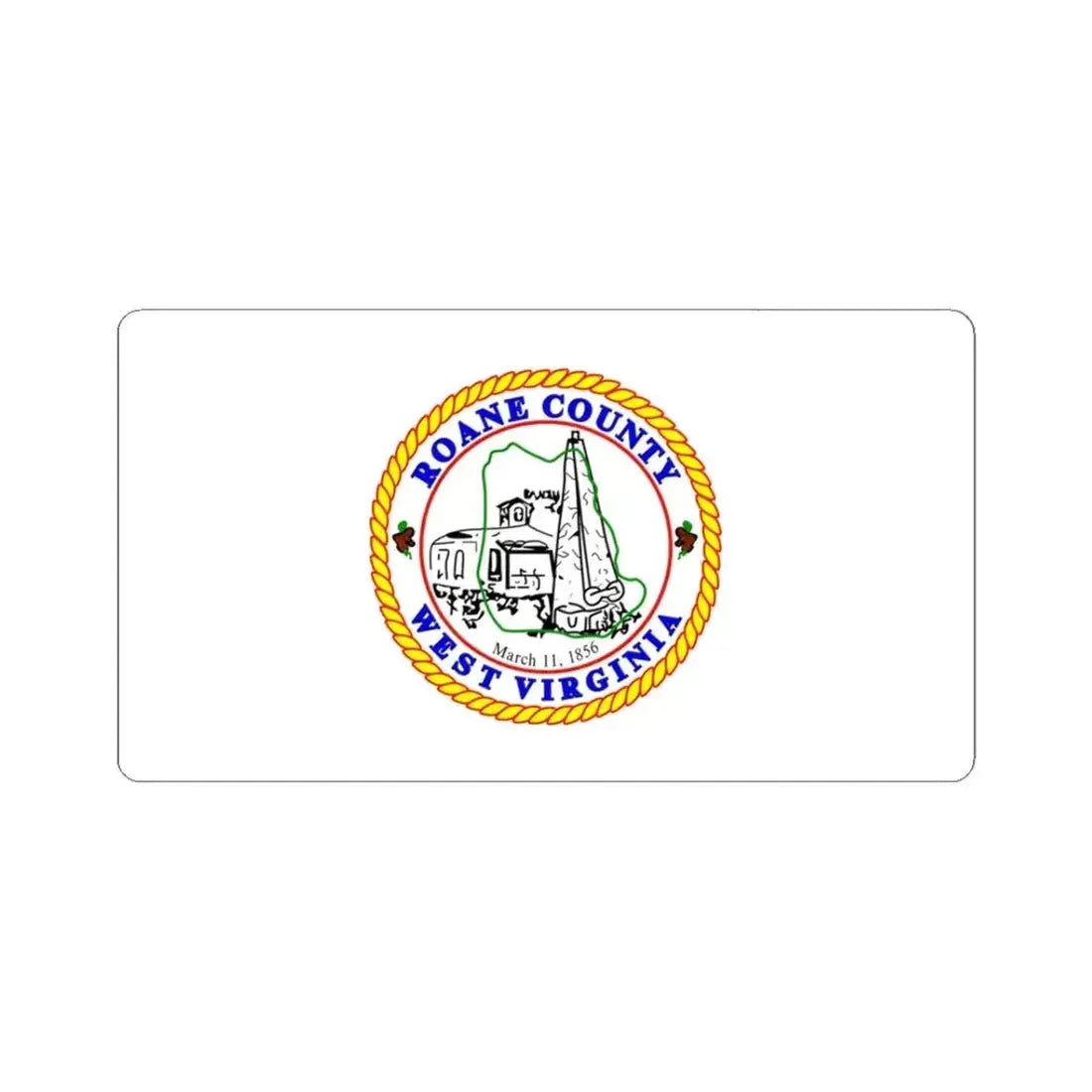 Flag of Roane County West Virginia (United States) STICKER Vinyl Kiss-Cut Decal 3 Inch White - The Sticker Space