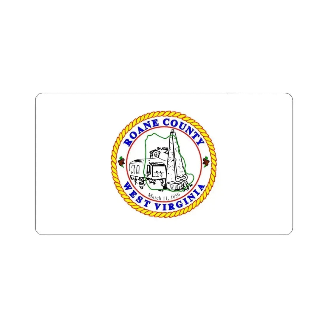 Flag of Roane County West Virginia (United States) STICKER Vinyl Kiss-Cut Decal 4 Inch White - The Sticker Space
