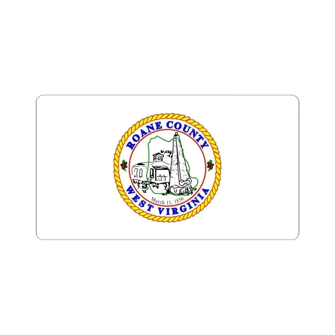 Flag of Roane County West Virginia (United States) STICKER Vinyl Kiss-Cut Decal 6 Inch White - The Sticker Space