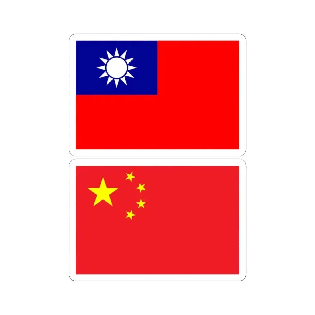 Flag of ROC and PRC 2 (China) STICKER Vinyl Kiss-Cut Decal 4 Inch White - The Sticker Space