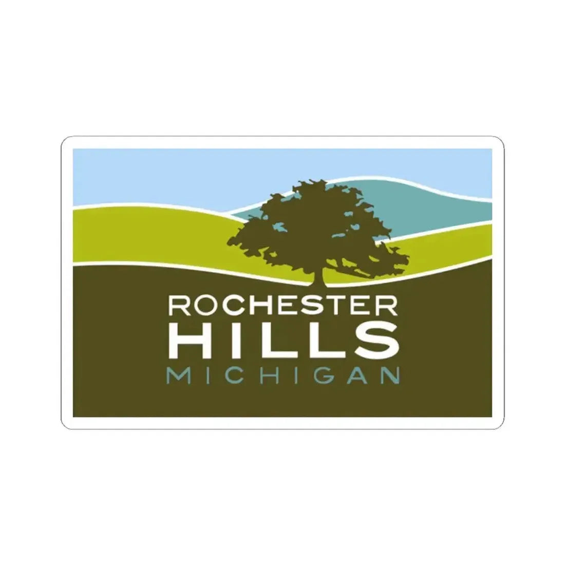 Flag of Rochester Hills Michigan (United States) STICKER Vinyl Kiss-Cut Decal 2 Inch White - The Sticker Space