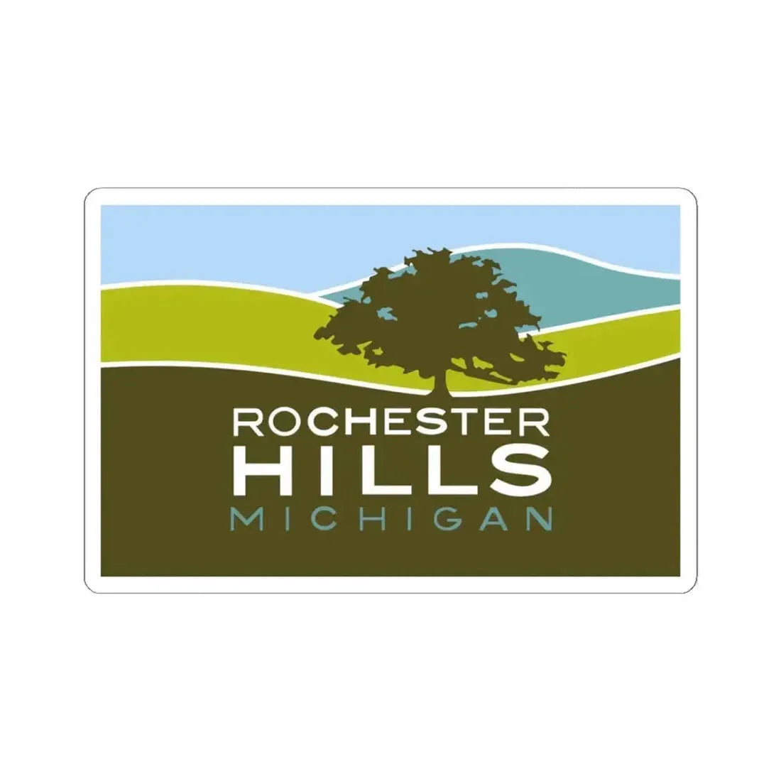 Flag of Rochester Hills Michigan (United States) STICKER Vinyl Kiss-Cut Decal 3 Inch White - The Sticker Space