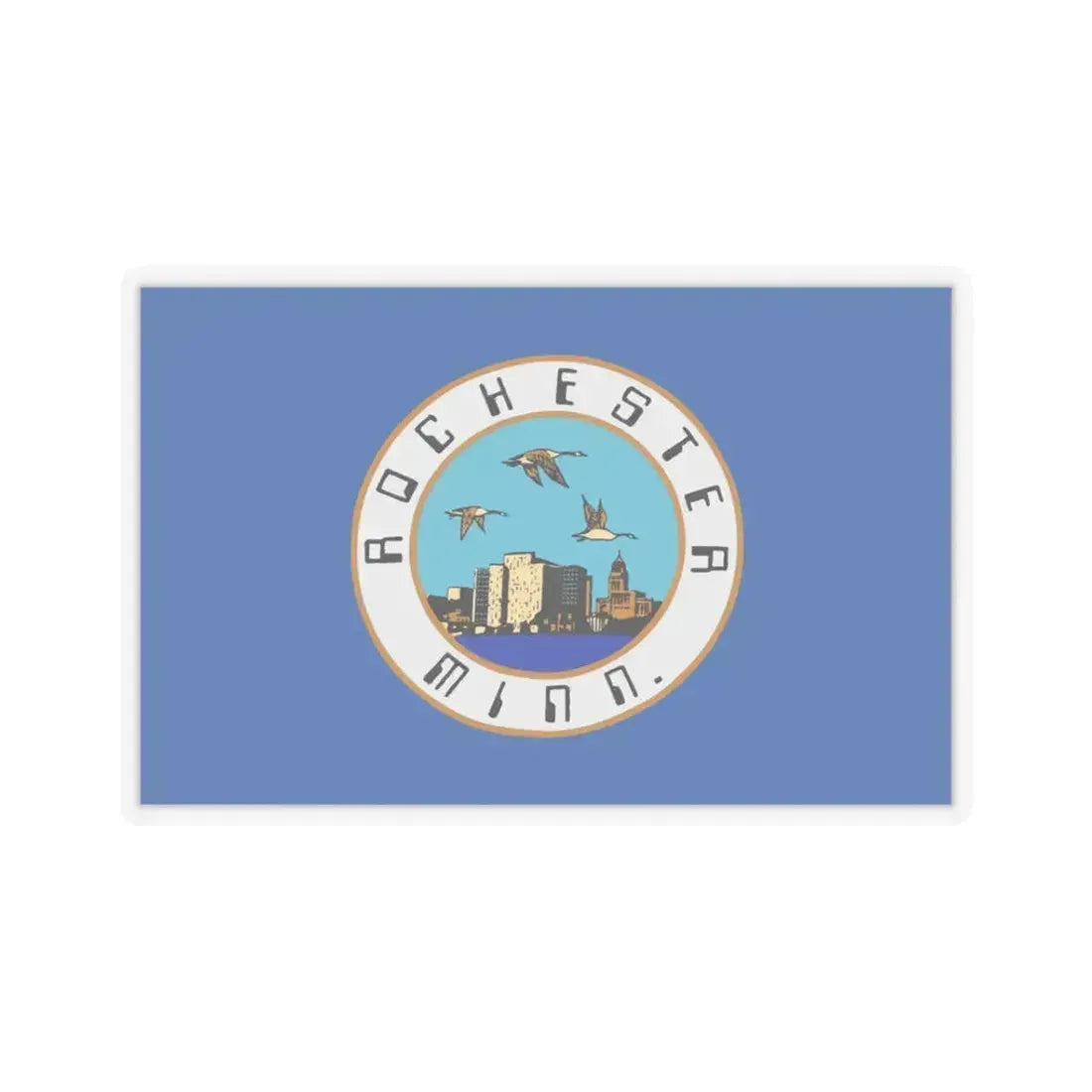Flag of Rochester, Minnesota - STICKER Vinyl Kiss-Cut Decal 3 Inch Transparent - The Sticker Space
