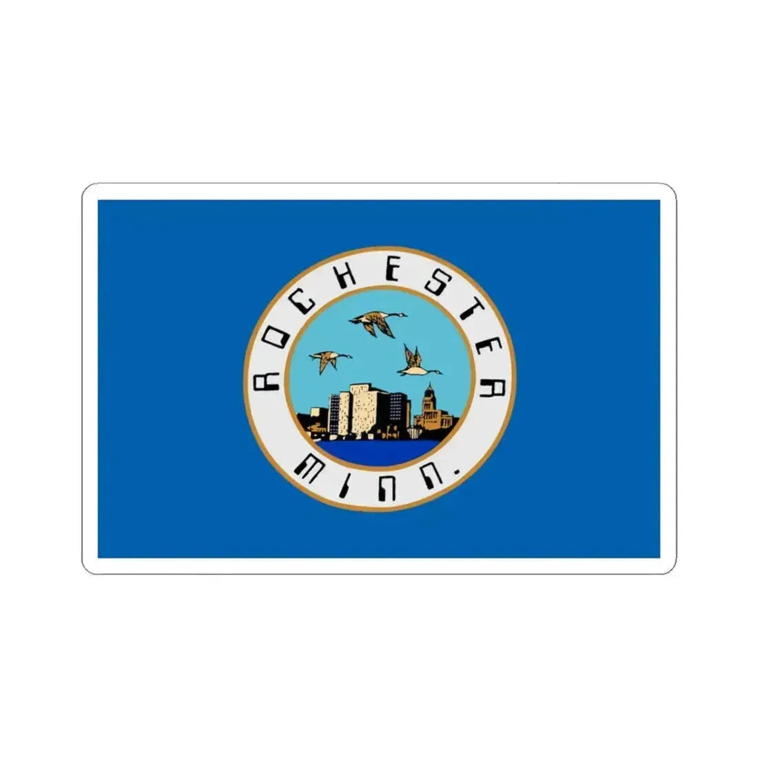 Flag of Rochester, Minnesota - STICKER Vinyl Kiss-Cut Decal 3 Inch White - The Sticker Space
