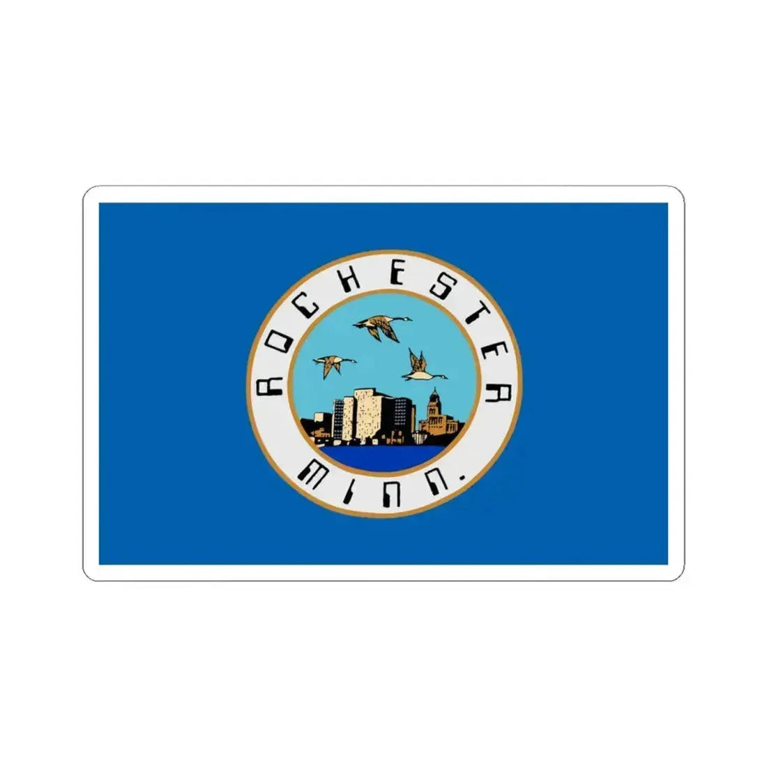Flag of Rochester, Minnesota - STICKER Vinyl Kiss-Cut Decal 4 Inch White - The Sticker Space