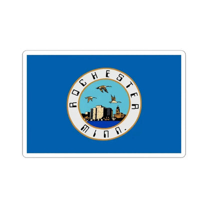 Flag of Rochester, Minnesota - STICKER Vinyl Kiss-Cut Decal 4 Inch White - The Sticker Space