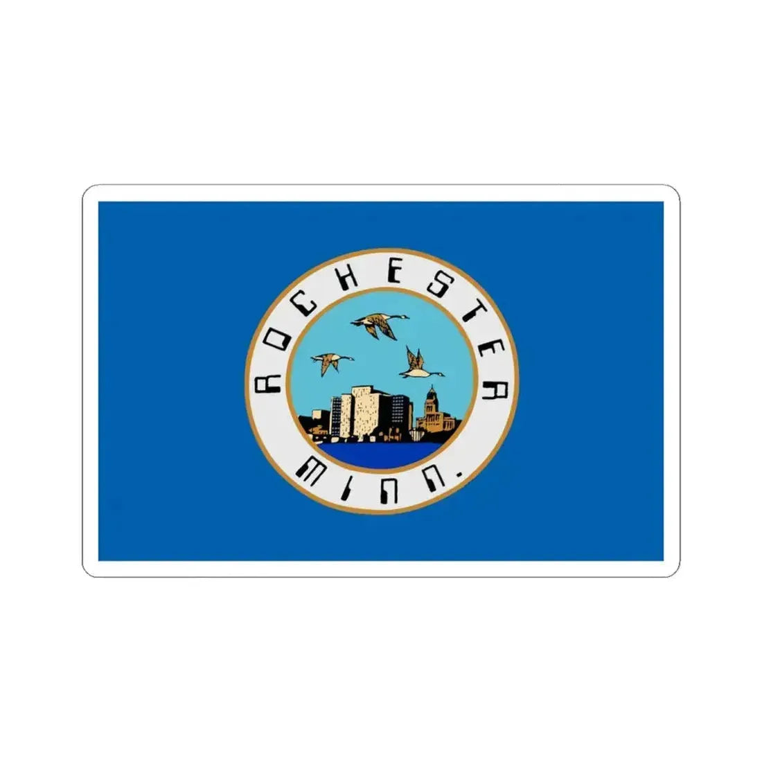 Flag of Rochester, Minnesota - STICKER Vinyl Kiss-Cut Decal 6 Inch White - The Sticker Space