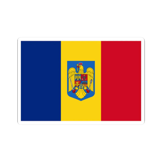 Flag of Romania with coat of arms (Oman) STICKER Vinyl Kiss-Cut Decal 2 Inch White - The Sticker Space
