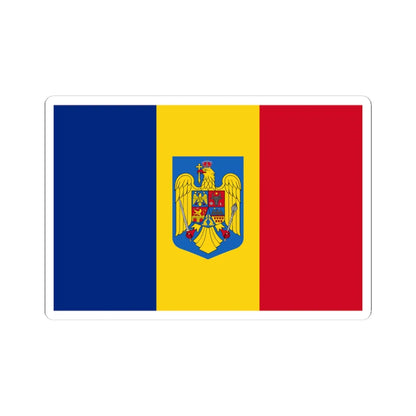 Flag of Romania with coat of arms (Oman) STICKER Vinyl Kiss-Cut Decal 4 Inch White - The Sticker Space