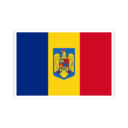 Flag of Romania with coat of arms (Oman) STICKER Vinyl Kiss-Cut Decal 6 Inch White - The Sticker Space