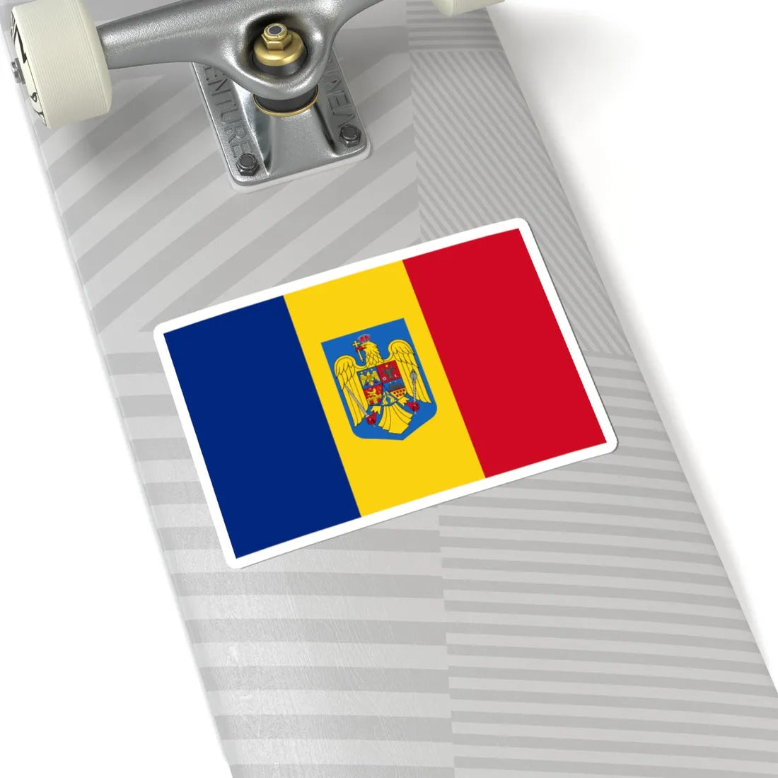 Flag of Romania with coat of arms (Oman) STICKER Vinyl Kiss-Cut Decal - The Sticker Space
