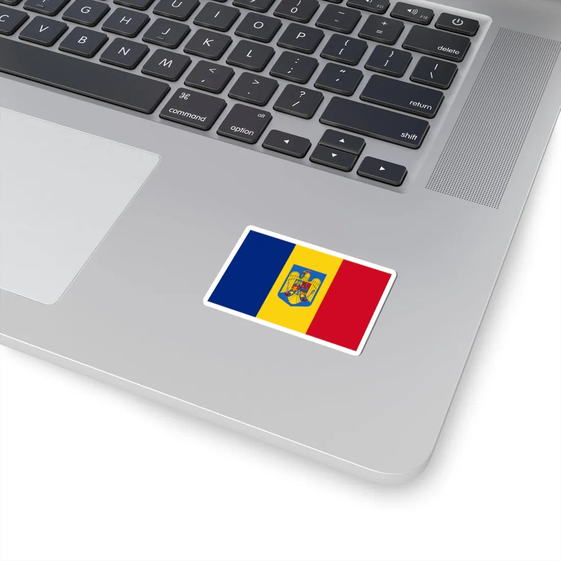 Flag of Romania with coat of arms (Oman) STICKER Vinyl Kiss-Cut Decal - The Sticker Space