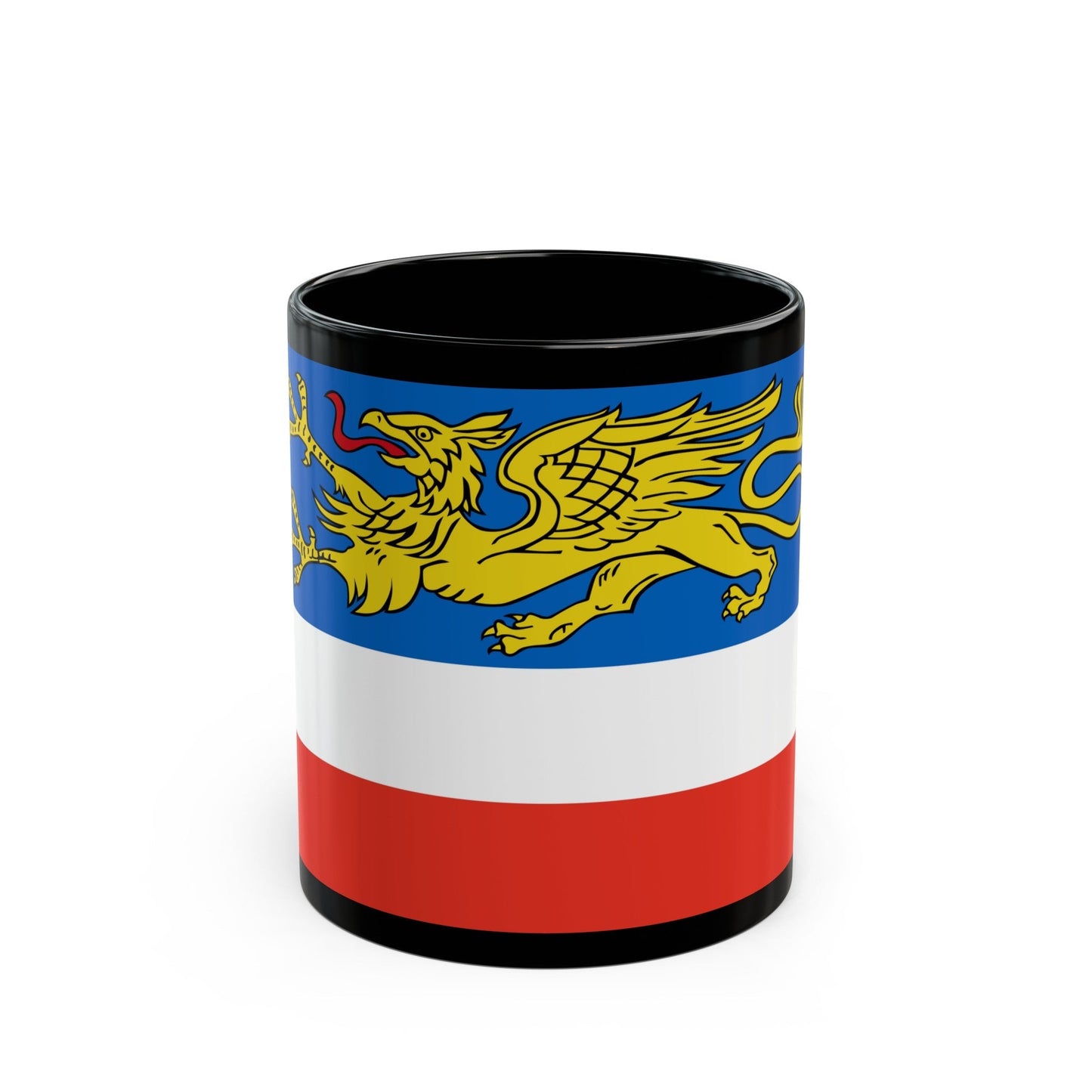 Flag of Rostock 2 Germany - Black Coffee Mug-11oz-The Sticker Space